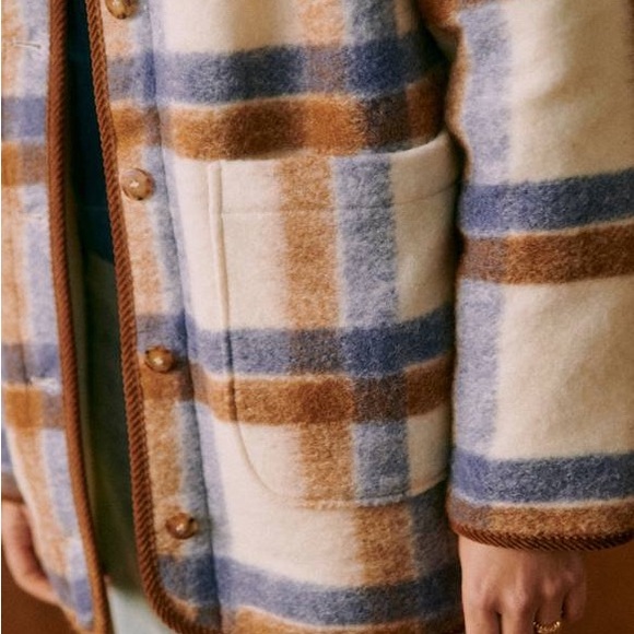 Sezane Sari Jacket - teddy plaid reversible - size 6 - Picture 6 of 12